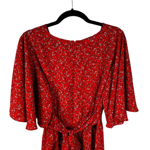 Jack by BB Dakota New Women's Spring Breaker Floral Flutter Sleeve Romper Red 6 - Picture 9 of 15